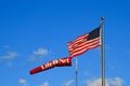 Waving American flag with LifeNet wind sock Royalty Free Stock Photo