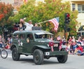 Waving the American Flag, Veteran`s Day Parade