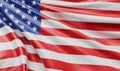 Waving American USA Flag Closeup - 3D Render Illustration Royalty Free Stock Photo