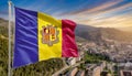 Waving Andorra Flag. Flag Isolated On A White Background