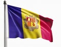 Waving Andorra Flag. Flag Isolated On A White Background