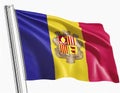 Waving Andorra Flag. Flag Isolated On A White Background