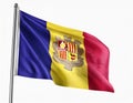 Waving Andorra Flag. Flag Isolated On A White Background