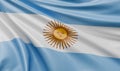 Waving Argentina Flag Satin Fabric - 3D Illustration Royalty Free Stock Photo