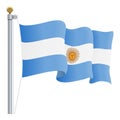 Waving Argentina Flag On A White Background. Vector Illustration.