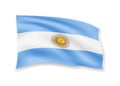 Waving Argentina flag on white. Flag in the wind Royalty Free Stock Photo