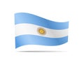 Waving Argentina flag in the wind. Flag on white vector illustration Royalty Free Stock Photo