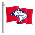 Waving Arkansas Flag Isolated On A White Background. Vector Illustration. Royalty Free Stock Photo