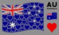 Waving Australia Flag Collage of Hearts Suit Items Royalty Free Stock Photo