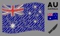 Waving Australia Flag Collage of Kitchen Knife Icons