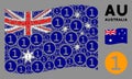 Waving Australia Flag Collage of One Coin Items Royalty Free Stock Photo