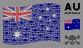 Waving Australia Flag Collage of Skull Crossbones Icons Royalty Free Stock Photo