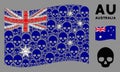 Waving Australia Flag Collage of Skull Items Royalty Free Stock Photo