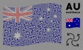 Waving Australia Flag Collage of Turbine Rotation Items