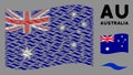 Waving Australia Flag Collage of Wave Shape Items Royalty Free Stock Photo