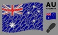 Waving Australia Flag Composition of Boot Footprint Items Royalty Free Stock Photo