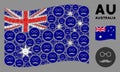 Waving Australia Flag Composition of Pension Smiley Items