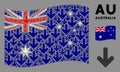 Waving Australia Flag Mosaic of Arrow Down Icons