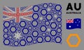 Waving Australia Flag Mosaic of Contour Hexagon Icons Royalty Free Stock Photo
