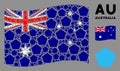 Waving Australia Flag Mosaic of Filled Pentagon Icons