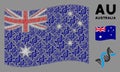 Waving Australia Flag Pattern of DNA Spiral Items