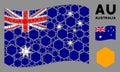 Waving Australia Flag Pattern of Filled Hexagon Items Royalty Free Stock Photo