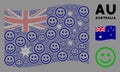 Waving Australia Flag Pattern of Glad Smiley Items