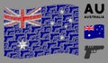 Waving Australia Flag Pattern of Pistol Gun Icons