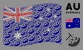 Waving Australia Flag Pattern of Rocks Mining Items Royalty Free Stock Photo