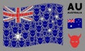 Waving Australia Flag Mosaic of Daemon Head Icons