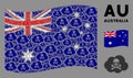 Waving Australia Flag Collage of Toxic Smoke Icons Royalty Free Stock Photo