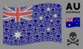 Waving Australia Flag Collage of Death Skull Icons Royalty Free Stock Photo