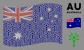 Waving Australia Flag Mosaic of Eco Man Icons