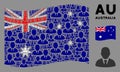 Waving Australia Flag Collage of Manager Icons