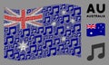 Waving Australia Flag Collage of Music Icons