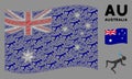Waving Australia Flag Mosaic of Snorkeling Diver Items