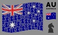 Waving Australia Flag Mosaic of Chess Horse Items