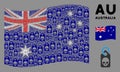 Waving Australia Flag Pattern of Death Skull Tag Icons Royalty Free Stock Photo