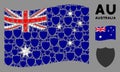Waving Australia Flag Composition of Shield Items Royalty Free Stock Photo