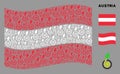 Waving Austria Flag Pattern of Seed Sprout Icons