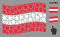 Waving Austria Flag Mosaic of Index Finger Items