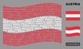 Waving Austrian Flag Mosaic of Censored Caption Items