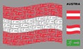 Waving Austrian Flag Mosaic of Emergency Exit Icons Royalty Free Stock Photo