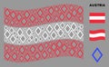 Waving Austrian Flag Pattern of Contour Rhombus Icons Royalty Free Stock Photo