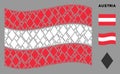 Waving Austrian Flag Pattern of Filled Rhombus Items Royalty Free Stock Photo