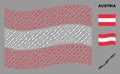 Waving Austrian Flag Mosaic of Barbed Wire Items