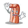 Waving bacon character cartoon style