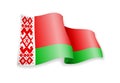 Waving Belarus flag on white background.