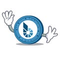 Waving BitShares coin character cartoon