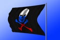 Waving pirate flag combined with Russian flag Royalty Free Stock Photo